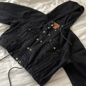 levi crop black denim jacket